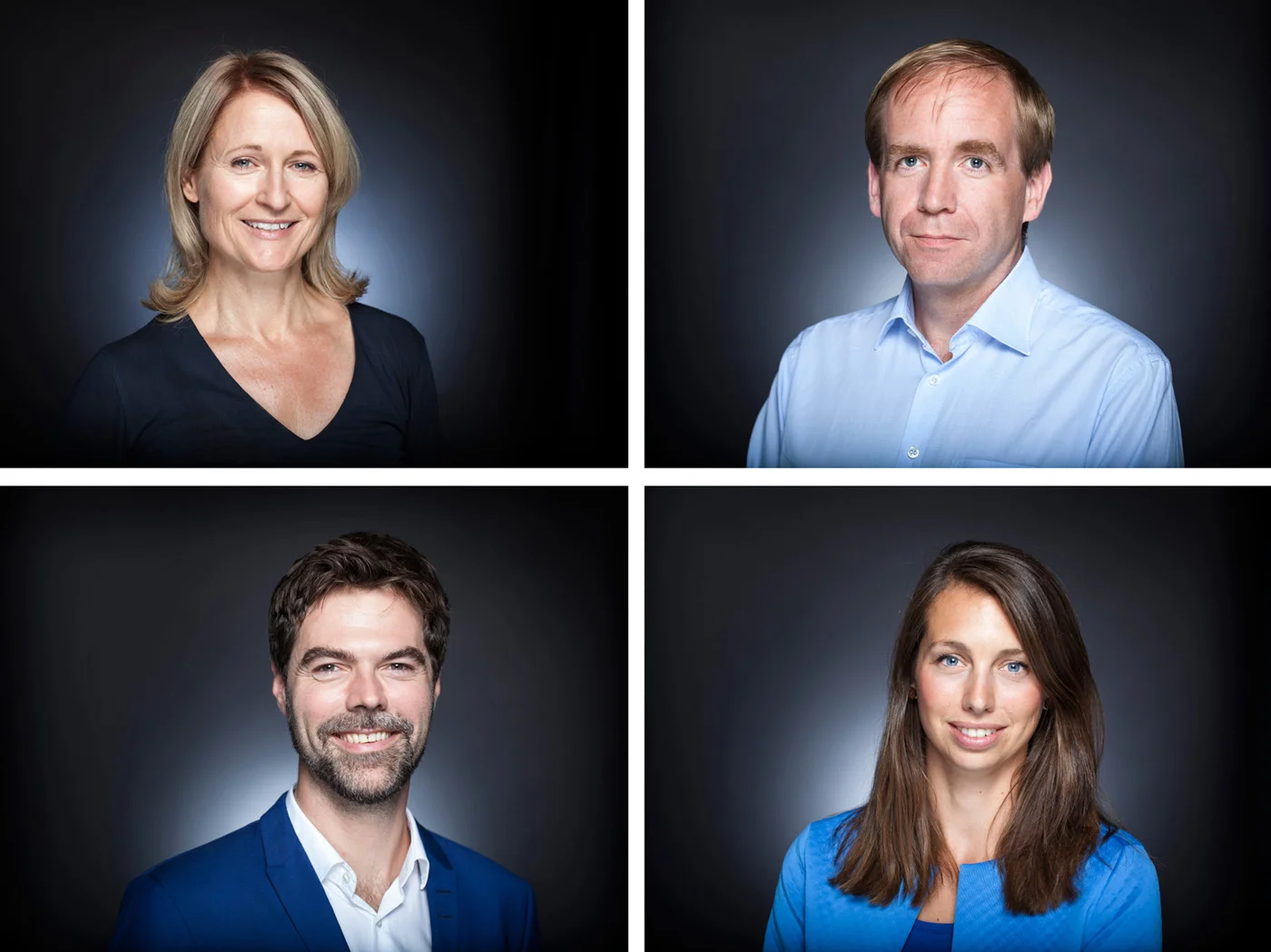Collage mit vier Businessporträts für Spiegel Online.